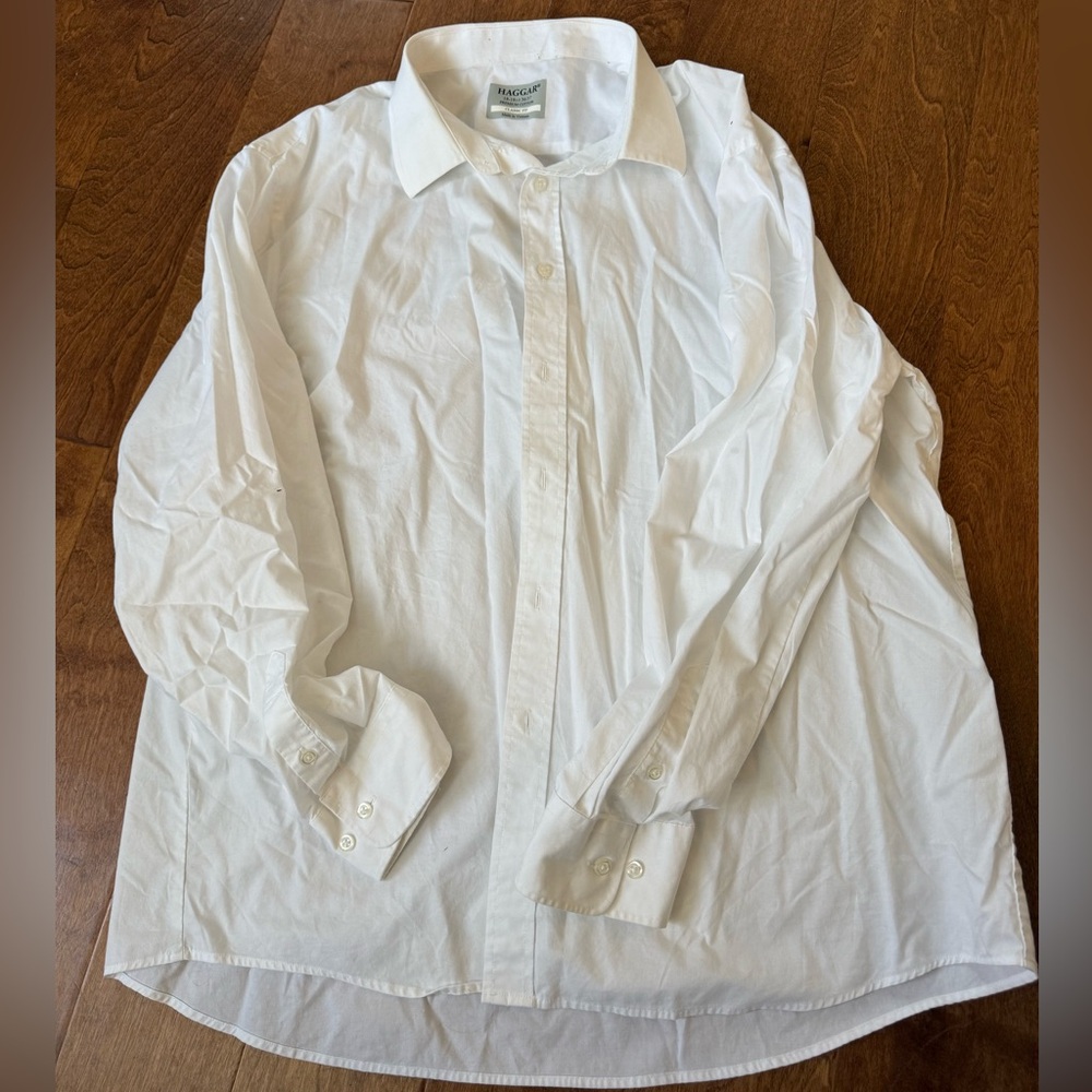 Haggar Men's Crisp White Dress  Shirt 18 1/2   36/37